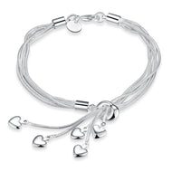 *Bracelet Ajustable pour Femmes - 5 Chaînes - 5 Coeurs