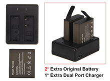 Charger l&#39;image dans la galerie, **Chargeur Double + 2 Batterie + Câble USB pour EKEN H9 H9R H3 H3R H8PRO H8R H8 pro V8S SJ4000 SJ5000
