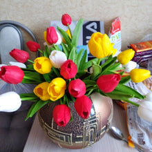 Charger l&#39;image dans la galerie, Bouquet de Fleurs Artificiel - 10 Tulipes - 35 cm